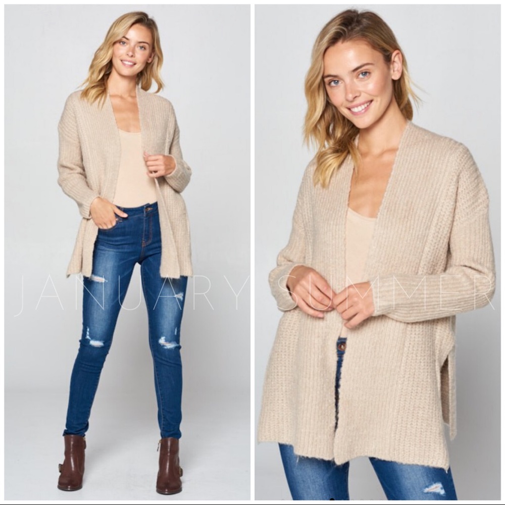 SPECIAL! OATMEAL WOOL BLEND CARDIGAN